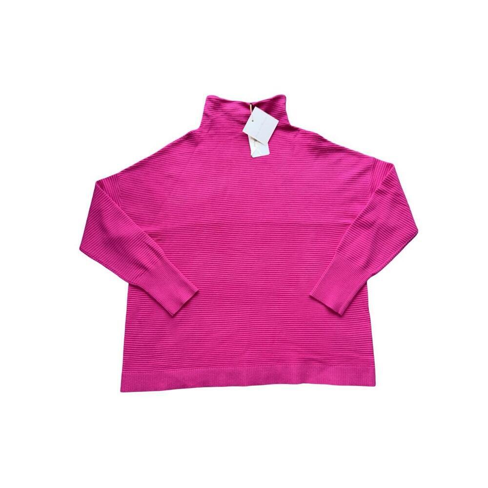 NWT Chelsea and Theodore Viscose Blend Pink Ribb Mock Neck Sweater Womens sz L